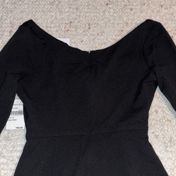 Dress The Population Jade Long Sleeve Knot Cutout Keyhole Mini Dress Black Small - Picture 7 of 10